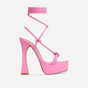 EGO Heat-Wave Knotted Detail Square Toe Lace Up Platform - Pink 8M